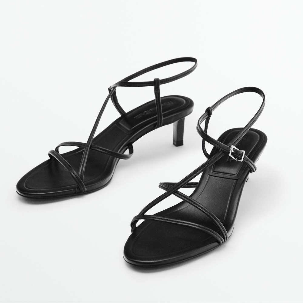 Massimo Dutti Leather Multi-Strapped Heeled Sandal